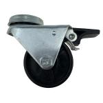 2'' Black Swivel Double Roller Nylon Castor Wheels Twin Wheel Caster With Brake