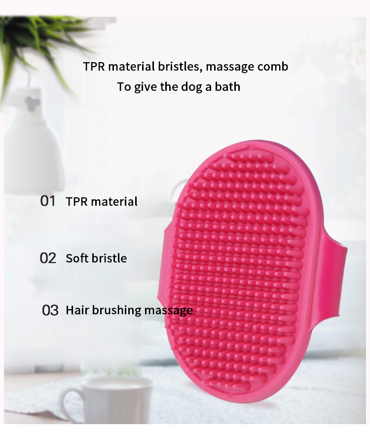 Portable Yellow Puppy Bath Brush TPR Bath And Brush Dog Grooming