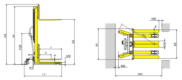 Flexible Manual Hydraulic Stacker , Manual Stacker Pallet Truck 1235mm ​Turning Radius