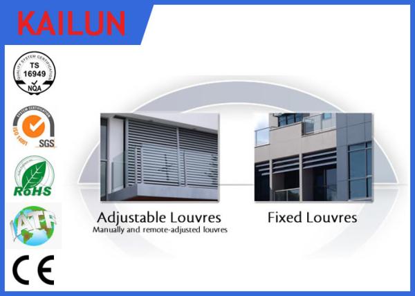 Powder Coating Sun Shade Aluminium Vertical Louvres , Outdoor Aluminium Window