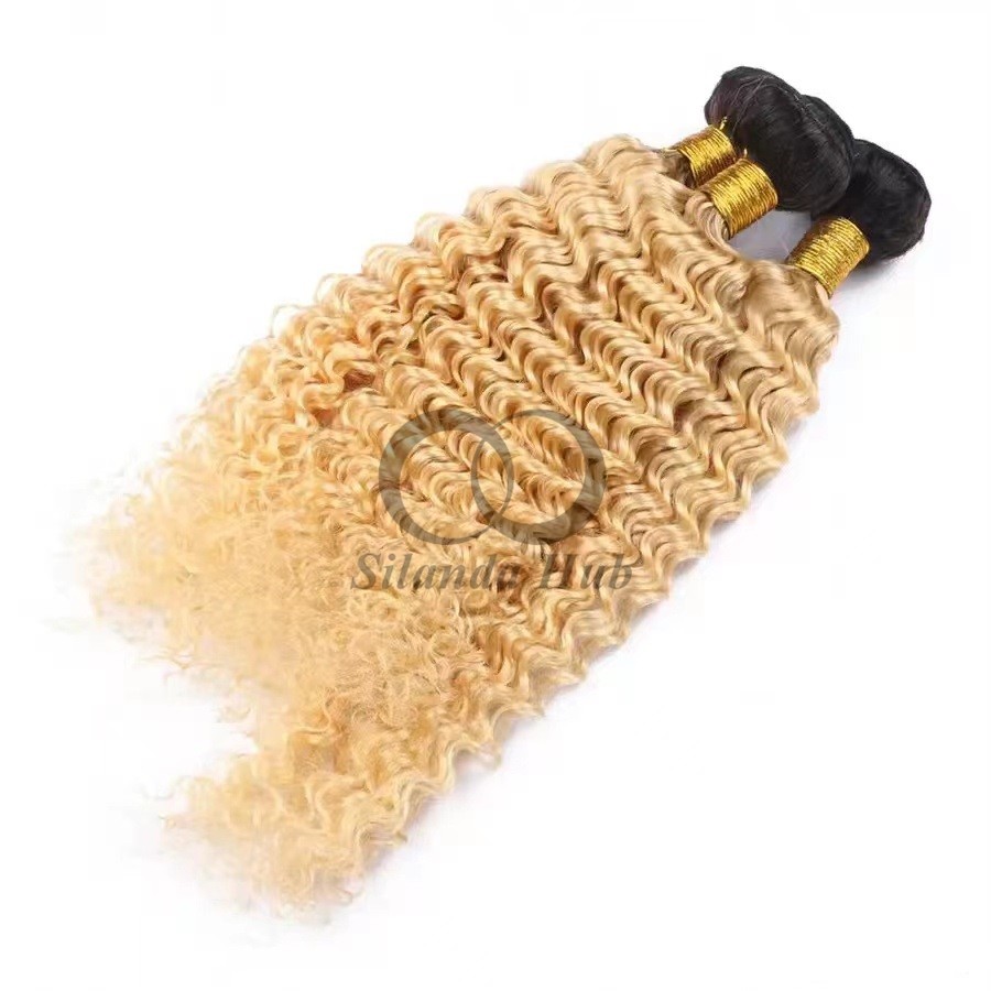 #T1B/613 Bleached Blonde Deep Wave Remy Human Hair Bundles Sew In Weave Bundles Brazilian Bundle Deals
