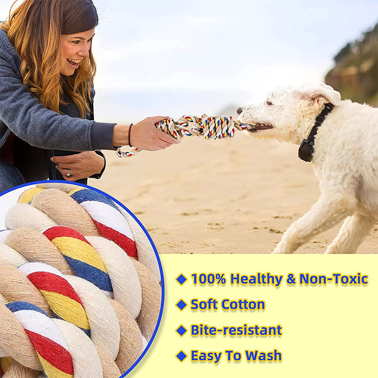 Dogs High Durable Rope Toy Large Interactive Bite Pet Knot Toy Colors Shows Long-lasting
