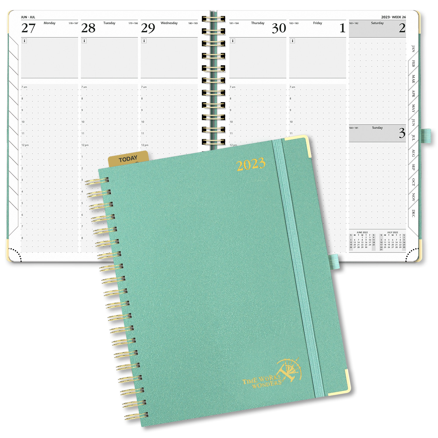 Light Green Personalized Planner 2023 , Monthly Schedule Daily Weekly Planner