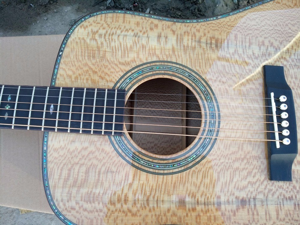 Free shipping AAAA handmade all Solid guitar dreadnought body guitar imported wood soundhole EQ D acoustic electric guit