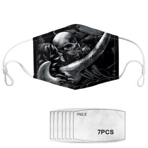 Quality 3D Sugar Skull Printed Reusable Face Mask Coverings wholesale