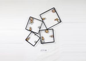 Quality ZY19164 Metal Wall Art Geometric Circular Abstract Modern Cross 37 Inch Black And Gold Color wholesale