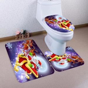 Quality Christmas Festival Decoration Memory Foam Bath Mat 3 Pieces Set Universal Size Coral Fleece Print wholesale