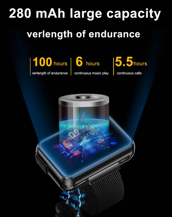 TWS Sport Smart Bracelet 2 In 1 TWS MP3 Ble Band With Earbuds Wristband Health Monitoring