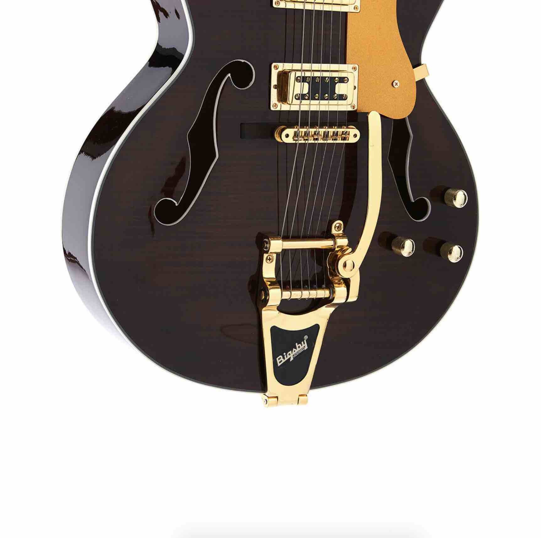 New Full Hollow Body L5 Electric Guitar Flamed Maple Top Jazz Bigsby Bridge