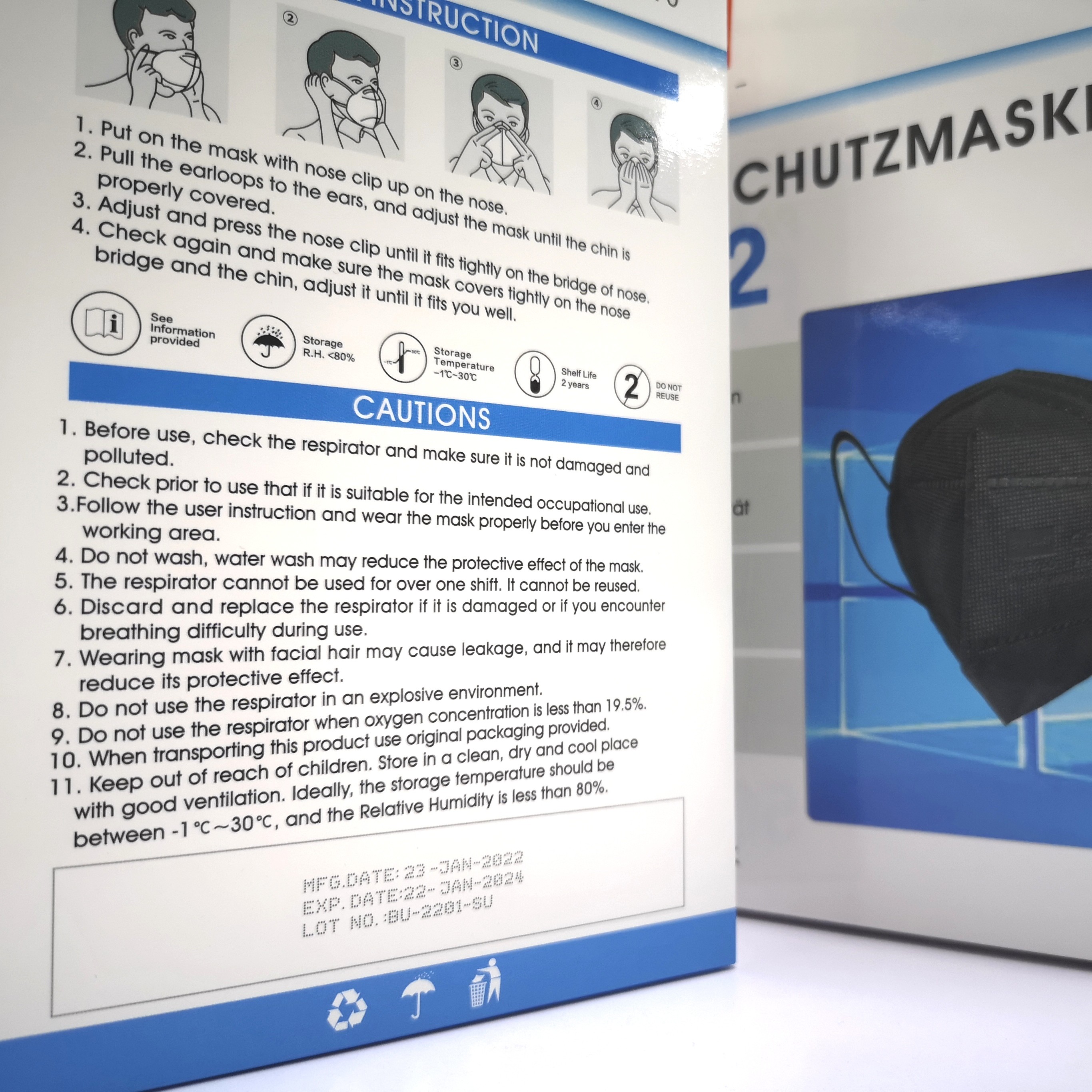 French FFP2 Face Mask , Mask Respirator FFP2 CE 0370 In French Packing Box , FFP2 Protective Mask In France