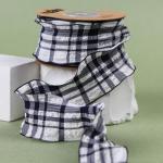 Korea Lattice Blue And White Gingham Ribbon 38mm Polyester Pink Tartan Ribbon