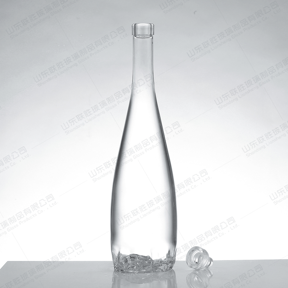 Clear Glass Unique Floral Carving Whiskey Vodka Wine Bottle 250ml 500ml 750ml with Cap