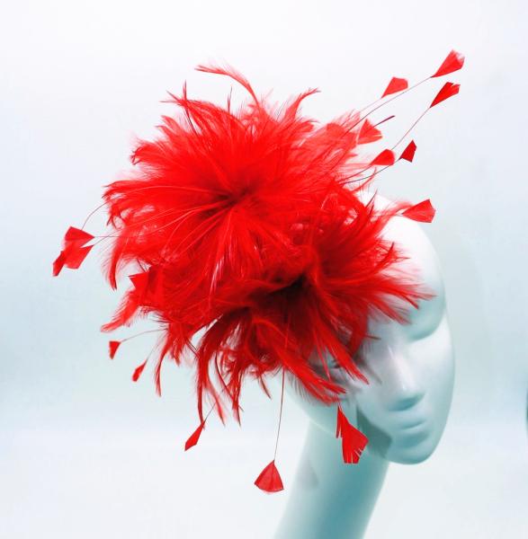 Stripped Millinery Feather Flowers , Hackle Feather Flower Mount With Wire