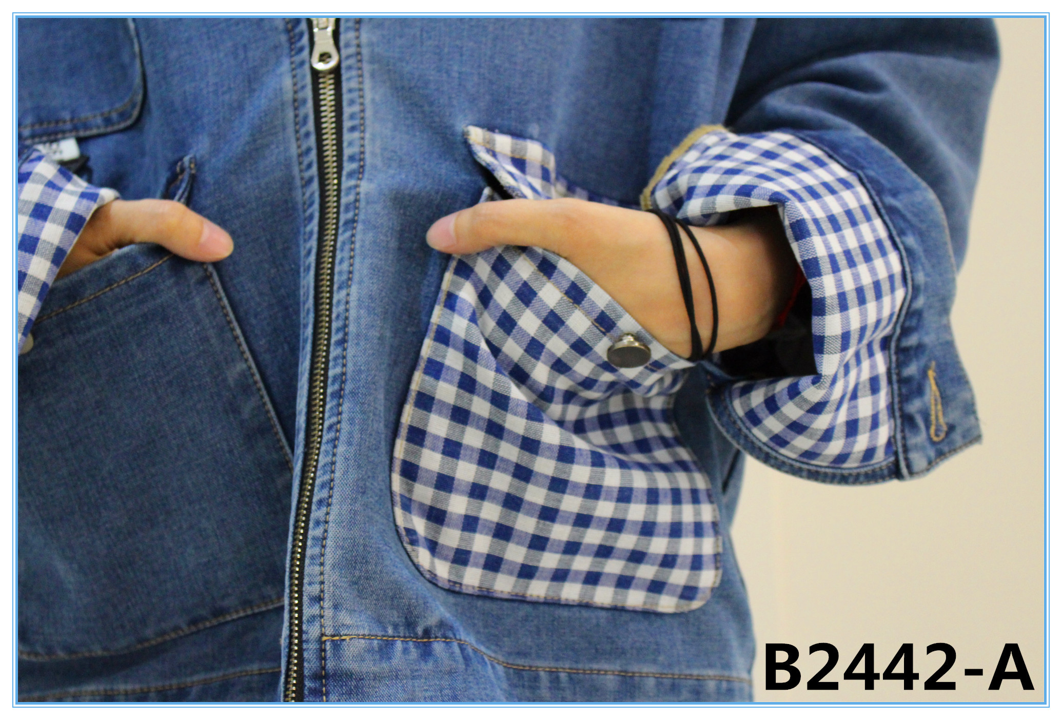 403gsm Lattice Double Layer Dobby Denim Fabric Denim Jacket Material