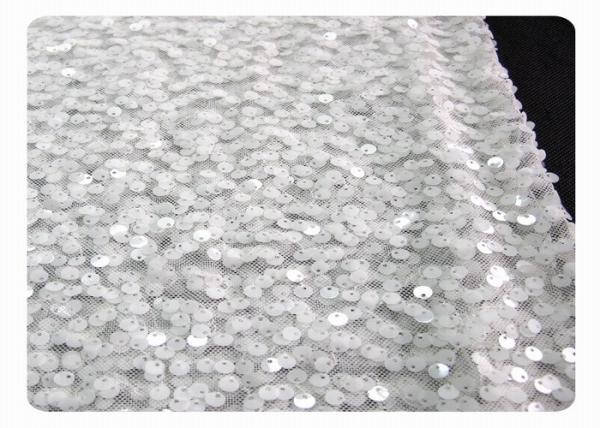 White Beaded Lace Fabric