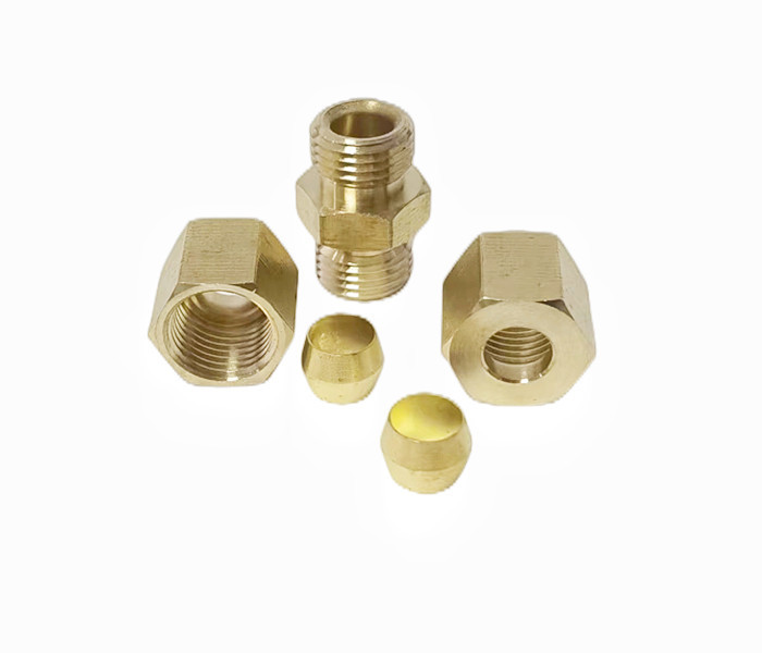 Brass Material CNC Compression Pipe Fittings 1/4'' X 1/4''