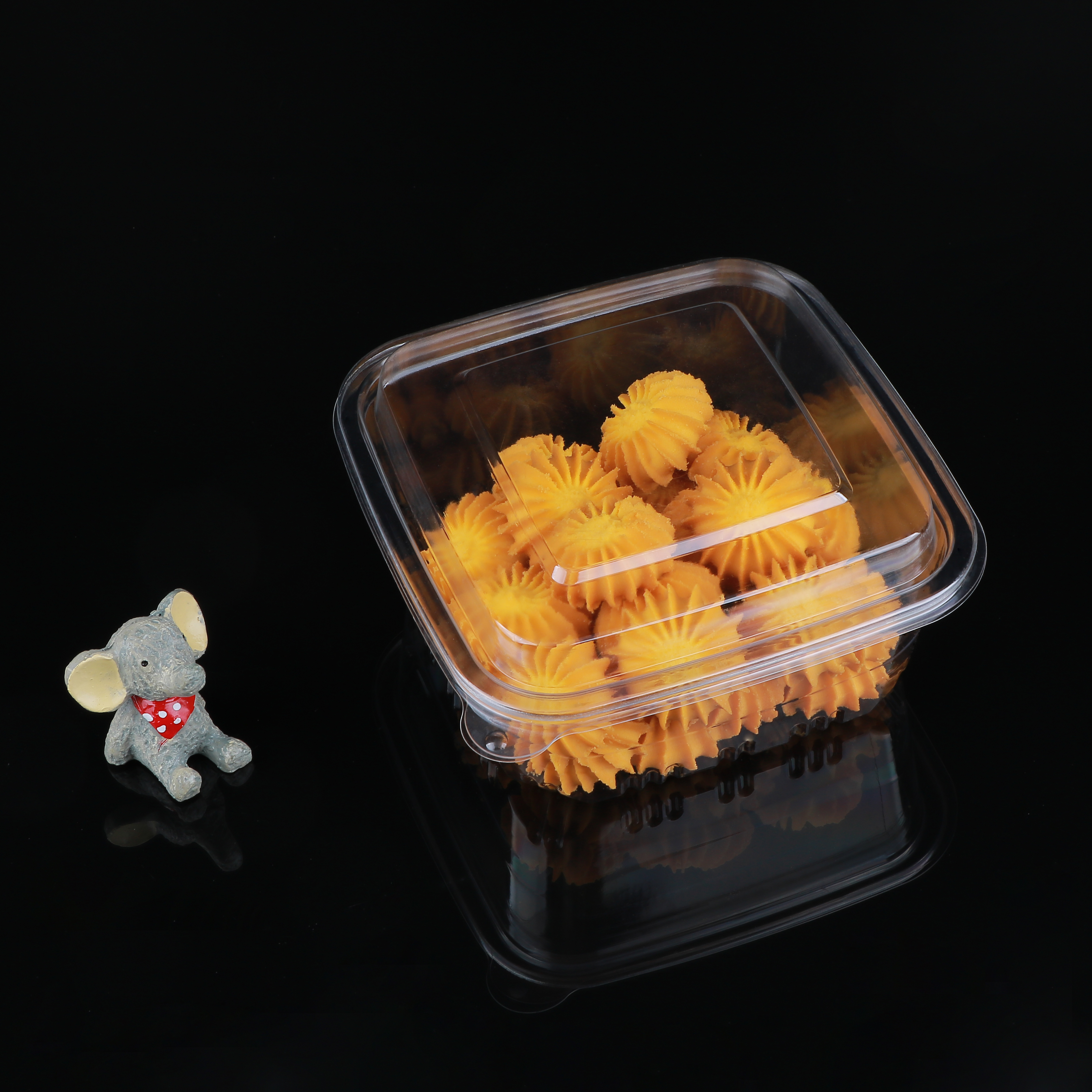 Plastic Dessert Cake Snacks Disposable Food Trays With Lid OEM ODM
