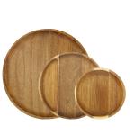 Home Anti Fall Round Bamboo Tray , Acacia Wood Serving Tray / Plate