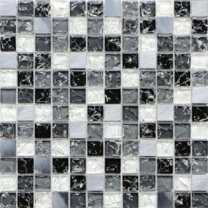 Quality Crack crystal black and white glass mix metal mosaic tile wholesale