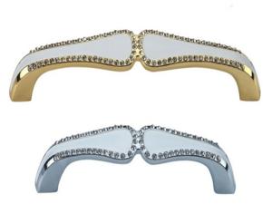 Quality Gold Plated Crystal Door Pulls Gorgeous 96mm Chrome With Shiing Crystal Dresser Knobs wholesale