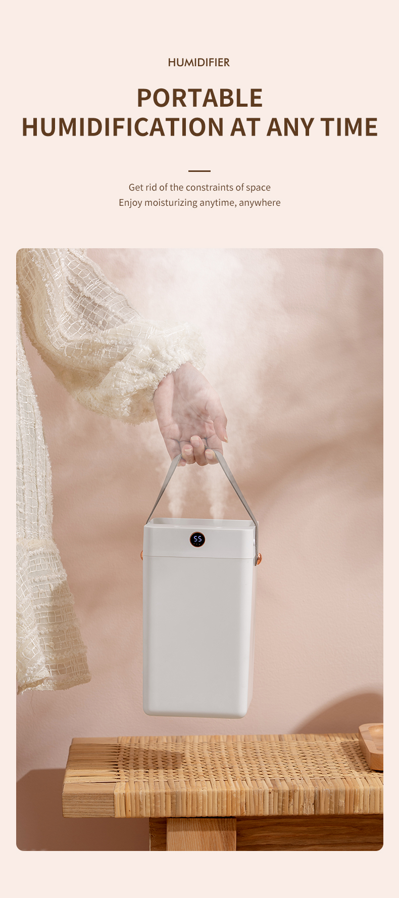 3L Large capacity Double Spray Diffuser Humidity Cool Mist Nebulization Air Humidifier With Digital Screen Display