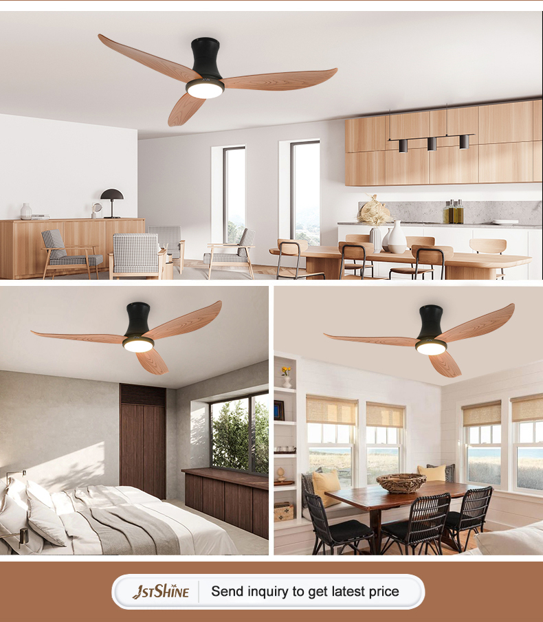 DC Motor LED Ceiling Fan with Remote Control and Low Profile Design 3 ABS Plastic Blades