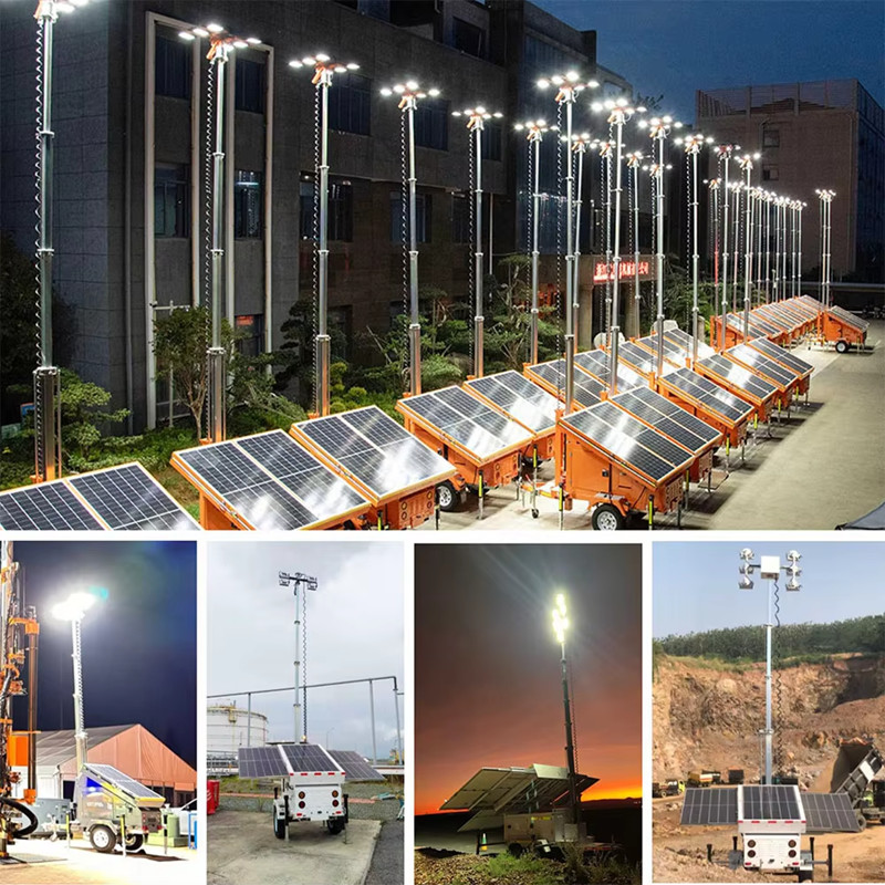Construction Sites And Outdoor Events Made Brighter With Solar Light Tower Rental 3 × 460W Solar Panels Included