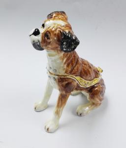Quality Bejeweled Home Decoration Dog metal trinket box Enamel Pewter Alloy Dog design metal trinket box wholesale