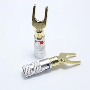 Quality Antiwear Copper Spade Y Connector , Silver Nakamichi Locking Banana Plugs wholesale