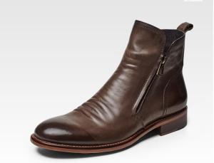 Quality Round Toe Mens Ankle Boots Lace Up Genuine Leather Vintage Pointed Toe Boots wholesale