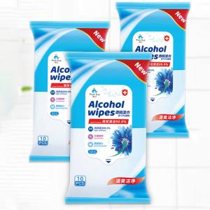 Quality 10 Pcs Alcohol Disinfectant Wipes Antibacterial Cleaning Wipes For Coronavirus Protection wholesale