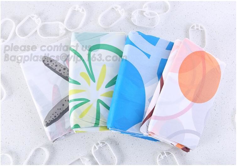SCENERY PRINTING POLYESTER SHOWER CURTAIN, custom 3d eva shower curtain for bathroom, Popular cotton hooks polyester tex