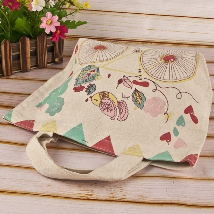 Popular Cotton Shoulder Bag Customized Logo Reusable Shopping Bags