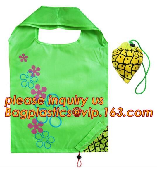 Recycled Foldable Nylon Polyester Tote Bag with logos polyester shopping bag Custom advertising handle non woven bag PAC