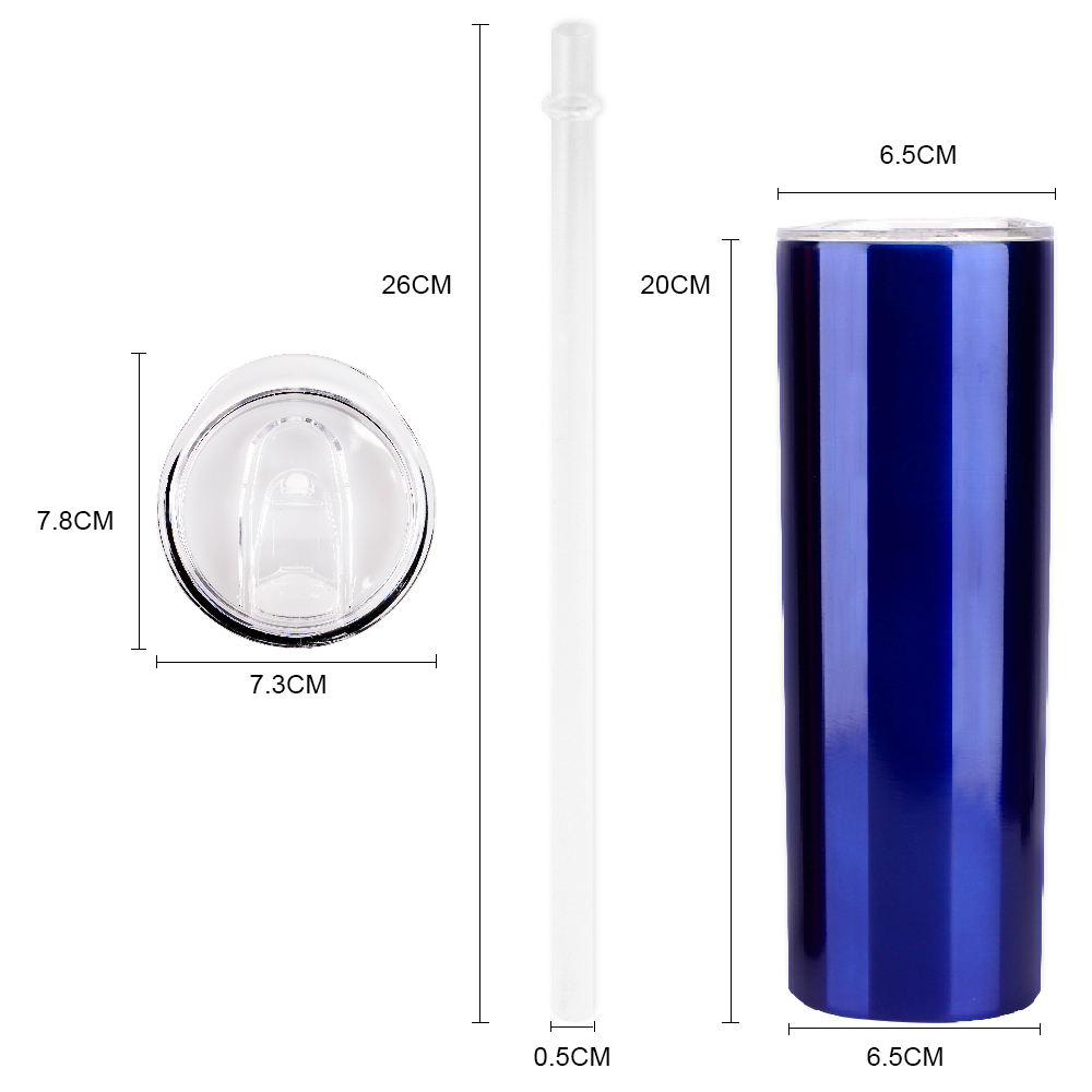 2020 Factory WeVi Double Wall Vacuum Insulated Stainless Steel 20oz Travel Skinny Straight Cup With Straw