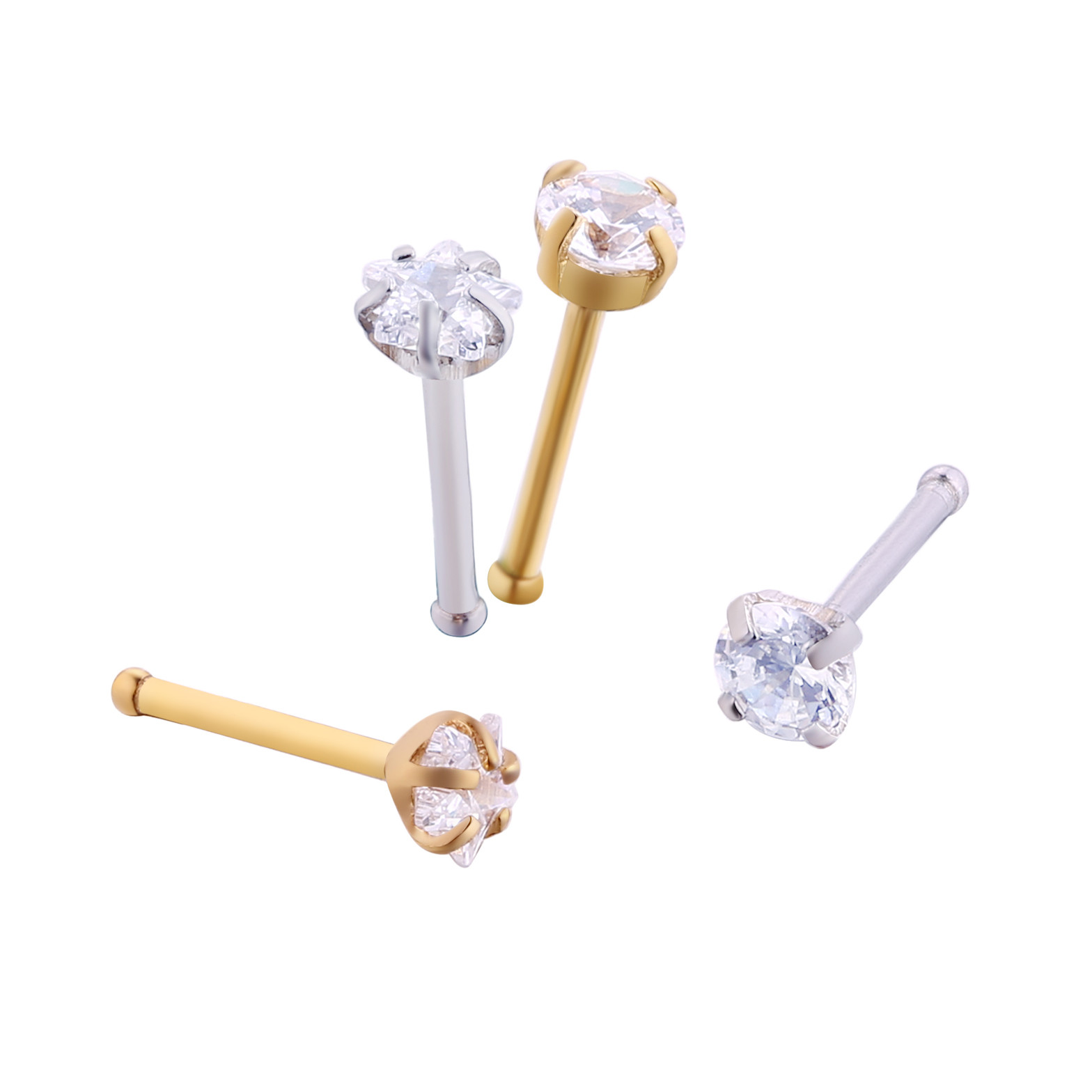 USA hot selling white zircon gold plated nose ring nose stud body piercing jewelry