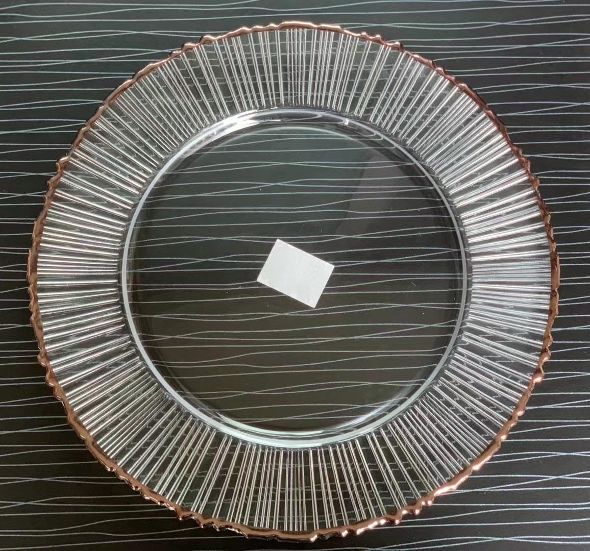 Clear Glass Beaded Charger Plates Wedding Event Gold Silver 32cm/27cm/21cm