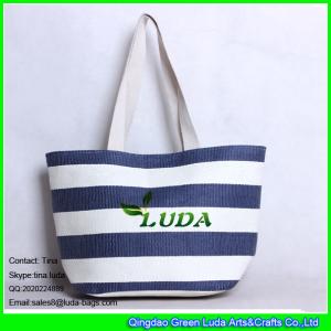 Quality LUDA white cotton braid handels striped 2016 new paper straw beach bag tote wholesale