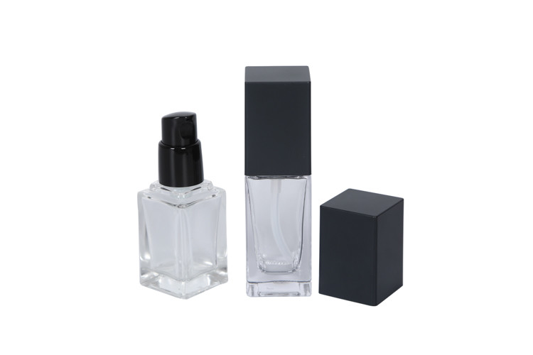 20ml / 30ml Square Shape Glass Foundation Bottle Cosmetic Beauty Packaging UKE04