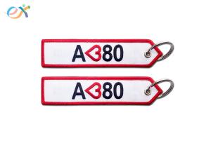 Quality Embroidery Logo Custom Woven Keychain Merrow Border For Promotion Gifts wholesale