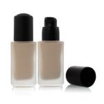 Cosmetic Packaging 30ml Square Foundation Glass Bottle With Black Pump Skin Care