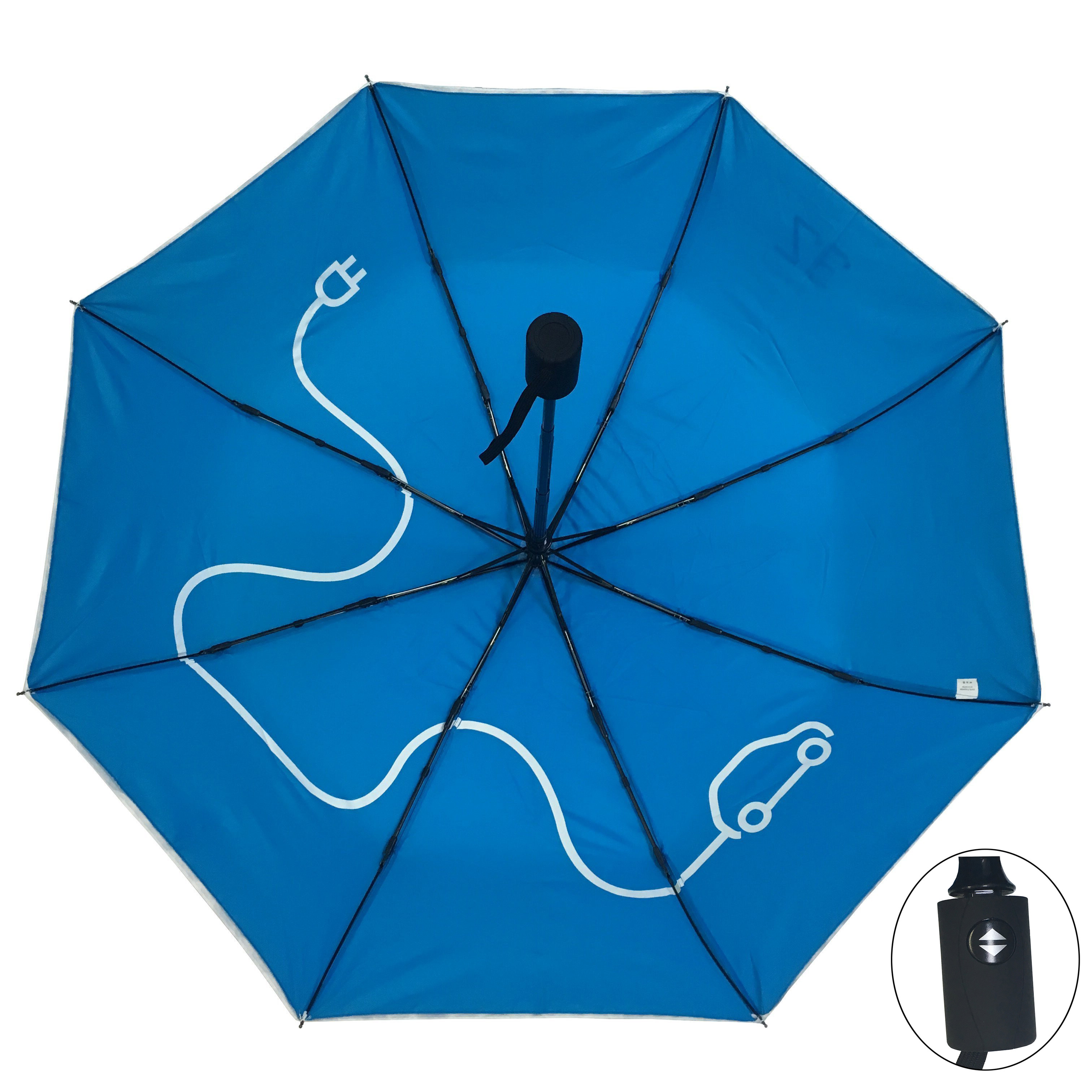 Auto Open Close Double Layer Compact Folding Umbrella With Double Fiberglass Ribs