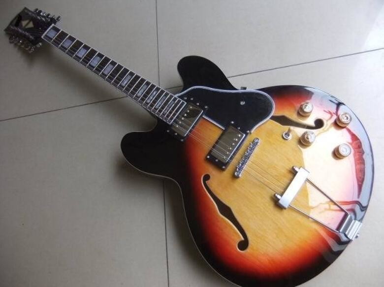 Wholesale 12 string semi hollow es 335 model electric guitar in sunburst