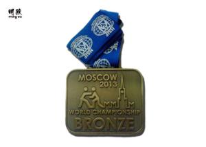 Quality Moscow World Championship Bronze Sports Medals Awards Printed Ribbon Lanyard wholesale