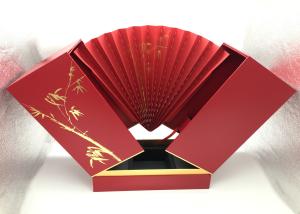 Quality Fan Shaped Open PU Leather Box / Magnetic 3 Wine Bottles Red Paper Cardboard Box wholesale