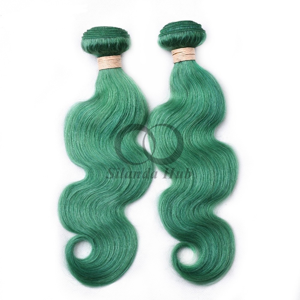 Green Body Wave Remy Human Hair Bundles Sew In Weave Bundles Brazilian Bundle Deals