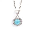 Sunflower Retro Gold Plated 925 Larimar Sterling Silver Pendant Necklace