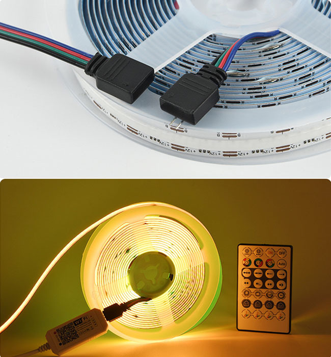 Ce/rohs Certified Cob Light Strip 12v 576 Lamp Rgb Flexible Light Strip Luminous Flux 10000lm/m