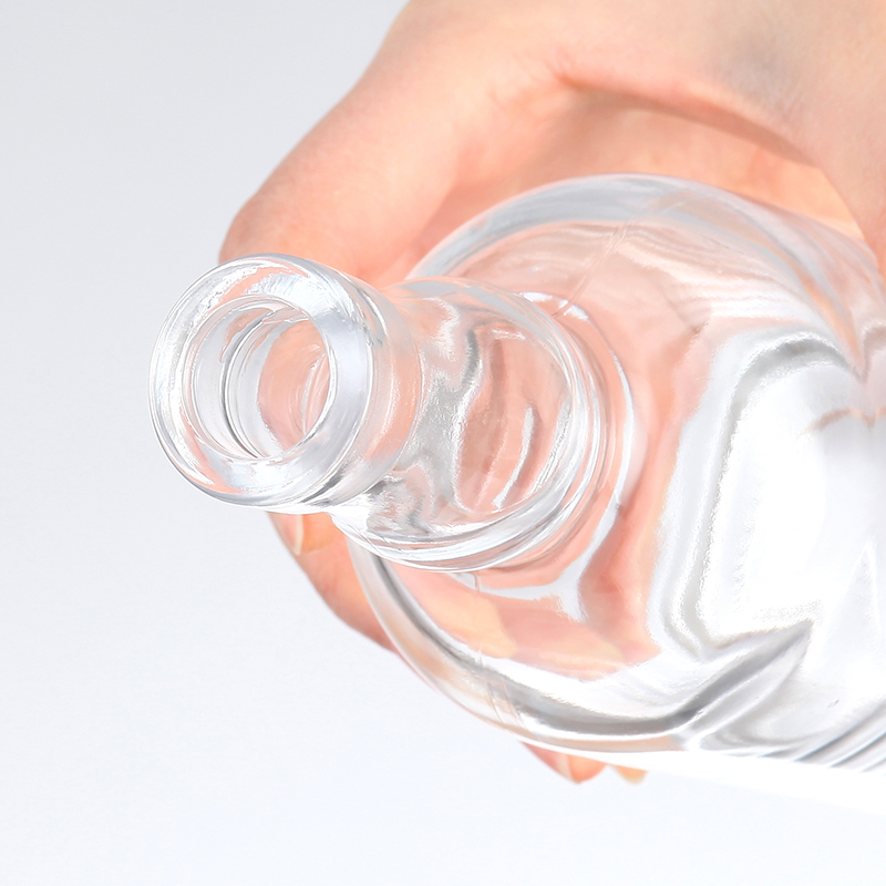 Custom Size Accepted Glass Collar 375ml 500ml 750ml Round Whisky Bottles for Spirits