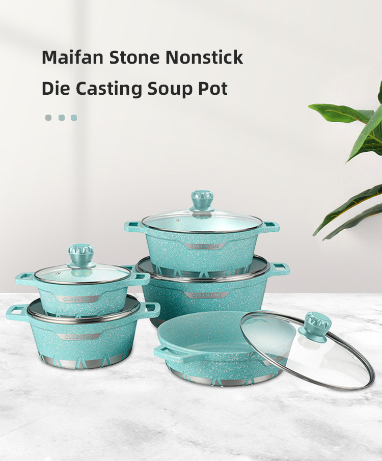 Best Selling Multi-color Non Stick Cooking Pots Steel Pot Double Bottom Cookware Pot With Glass Lid